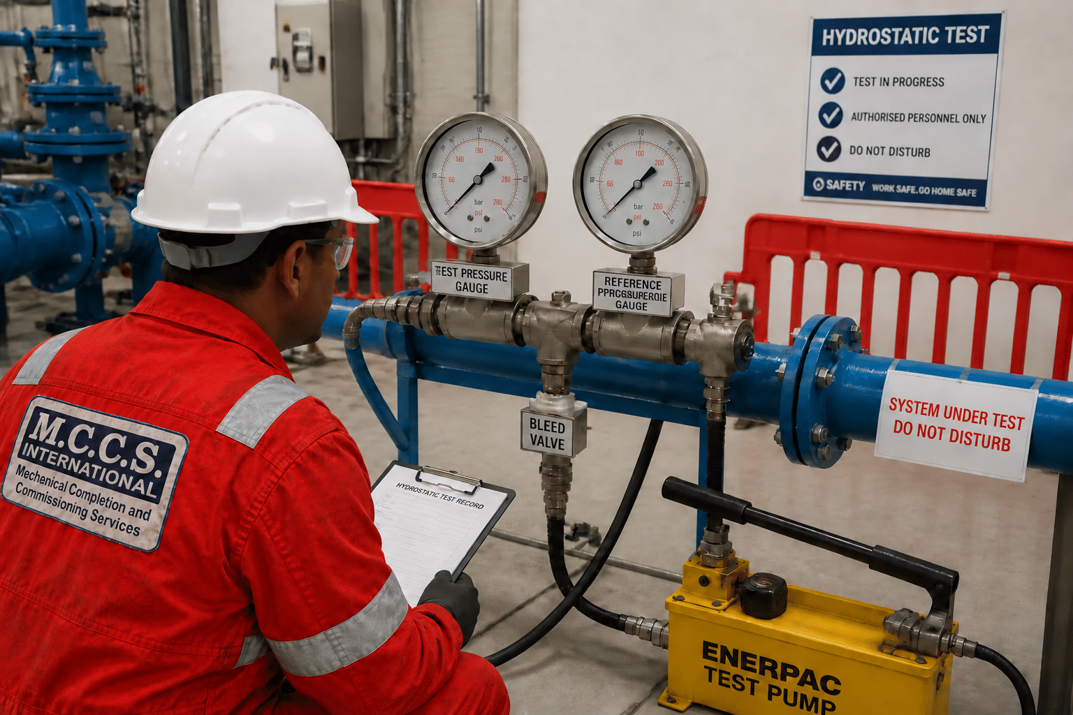 Mechanical completion on a yellow oil & gas rig